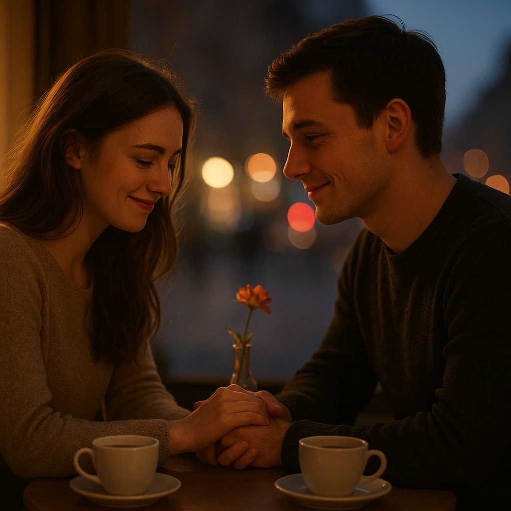 Should you kiss on the first date — a couple saying goodnight after a first date